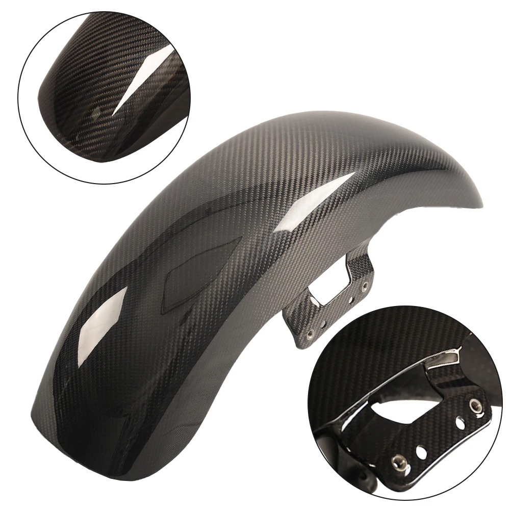 Custom World 3K Carbon Fiber Front Fender with Pre-Drilled Mounting Holes for  Touring 23.5-25